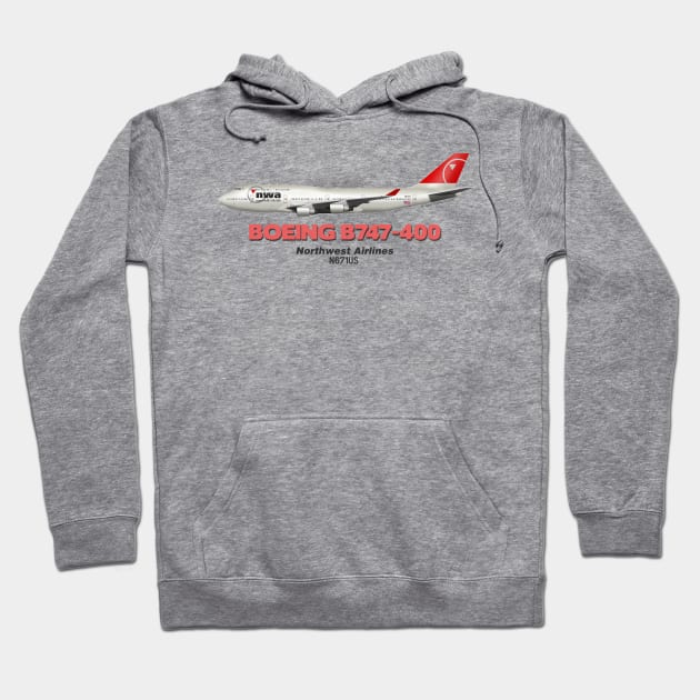 Boeing B747-400 - Northwest Airlines Hoodie by TheArtofFlying